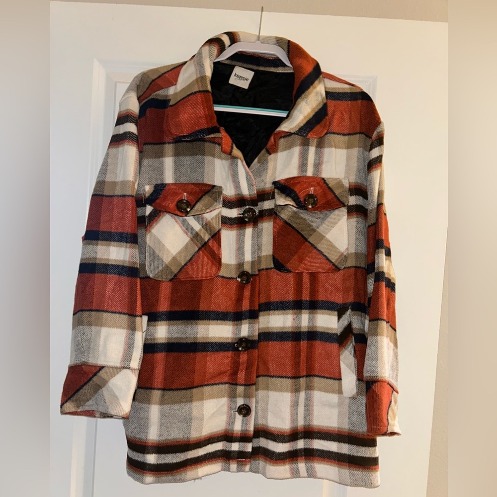 Kensie Plaid Button-Up Jacket